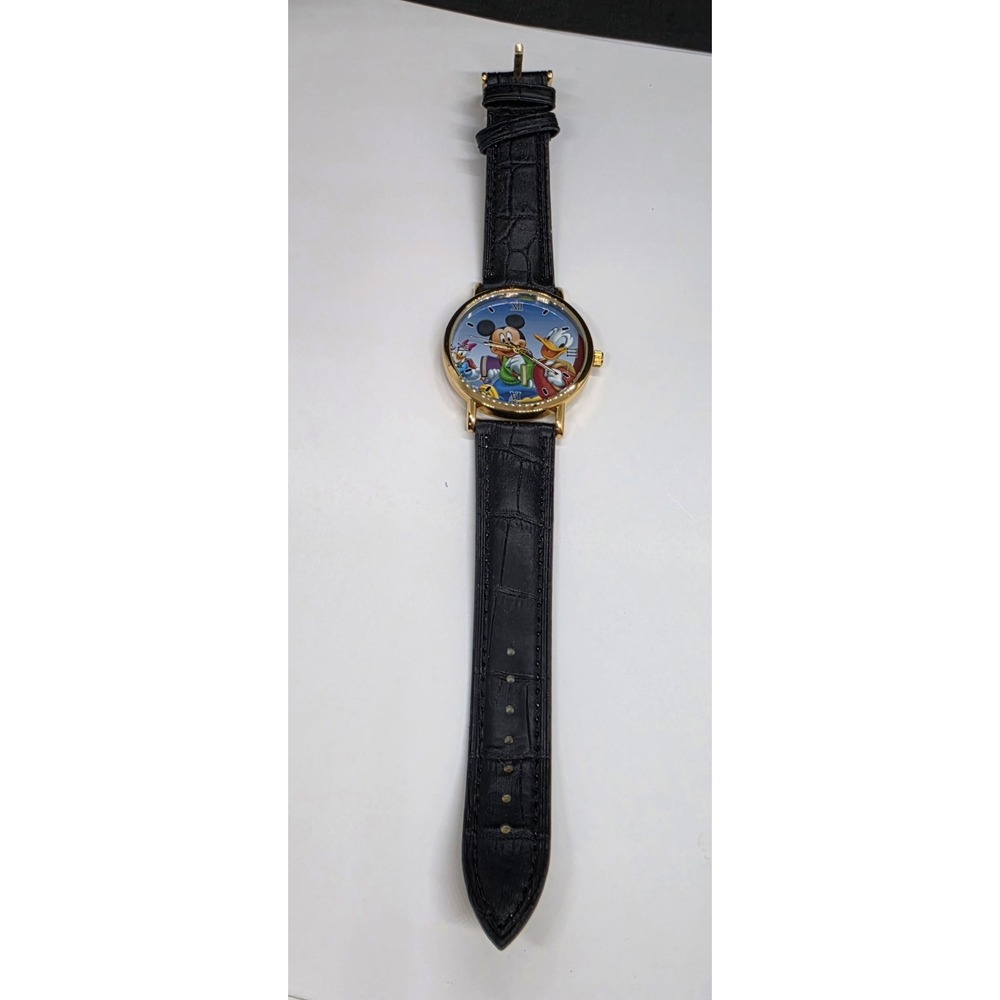 Mickey Mouse Donald And Daisy Duck Watch With Black Leather Band Unbranded - Picture 4 of 6